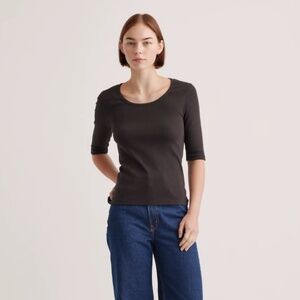 NWOT Organic Cotton Micro-Rib Elbow Sleeve Tee